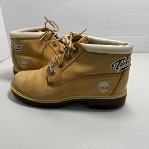 Y2K Vintage Timberland Wheat Leather Waterproof Boots Womens Size 6.5 Logo